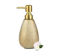 Dispensador de jabón de cerámica de Oro Cepillado, Bomba desinfectante y jabón de Manos Recargable de 11 onzas, diseño Texturizado 3D para decoración de Cocina o baño, Oro Cepillado