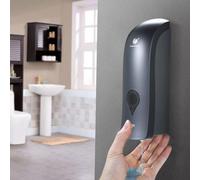 Dispensador de jabón de pared Unyqoos® de 300 ml, manual, con una dosis de 0,8 ml por aplicación, montaje sin taladrar con cinta adhesiva y tornillos sin clavos, con ventana transparente, fabricado en
