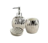 Dispensador de jabón Juego de baño Cuatro Piezas cerámica Lujo Ligero Que Incluye dispensador jabón, Vaso for Enjuague bucal y jabonera(Silver)