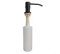 Dispensador de jabón montado en fregadero de acero inoxidable y plástico de 300 ml para uso doméstico y comercial en cocina o baño (negro)