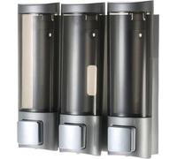 Dispensador de jabón Unyqoos® de 200 ml, con 3 compartimentos – para montaje en pared sin necesidad de taladrar, dispensador de pared manual con cinta adhesiva de espuma de doble cara, con cerradura