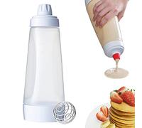 Dispensador de masa para panqueques, dispensador de masa, botella dosificadora con bola mixta, herramienta de panadería, manejo con una sola mano, botella para panqueques, gofres, crepes, vasos de