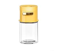 Dispensador de sal de condimento tipo empuje con diseño ergonómico para dispensación precisa de sal, pimienta, azúcar y otras especias de cocina (amarillo)