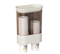 Dispensador de Vaso de Doble Tube, portavaso de pared, dispensador de Papel desechable, para baño holder (Blanco)