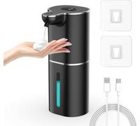 Dispensador eléctrico de jabón espumoso de 380 ml con sensor - Montaje en pared - Recargable por USB - Pantalla LCD - Resistente al agua IPX5 - Ideal para baño - Cocina
