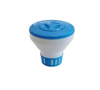 Dispensador flotante de químicos - Ø13 x 13 cm - 100 % polipropileno, resistente a productos corrosivos, fácil de llenar y ajustar, color azul, compatible con tabletas y gránulos para mantenimiento ef
