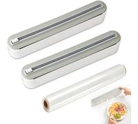 Dispensador magnético para film transparente con cortador – Juego de 2 – Dispensador y cortador de rollo para film transparente y papel de aluminio