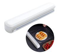 Dispensador Papel Aluminio Cortador Film - Cutter Portarrollos Expendedor de Cocina Caja Corte Adecuado Ajustable para Anchos Hasta 32 cm para Envoltura PláStico Hornear Papel, Blanco