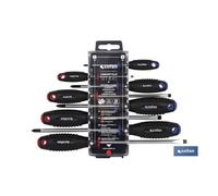 Cofan Juego de 4 destornilladores planos y 4 destornilladores Phillips | Modelo Comfort plus | En estuche especial con colgador
