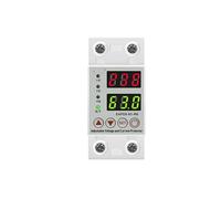 Dispositivo de protección contra sobretensión y subtensión ajustable en riel DIN 40 A, 63 A 230 V, relé protector sobrecorriente(Red-green,63A)