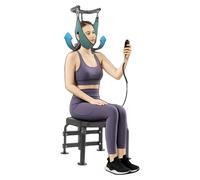 Dispositivo de tracción cervical, con una distancia de elevación de 20 cm, carga máxima de 6000 N, consumo de energía de 55 W, altura total de 1,4 m y ancho total de 51 cm