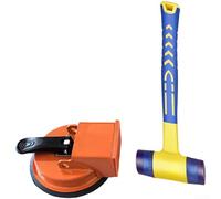 Dispositivo profesional de reparación de huecos de suelo naranja con fuerte succión y martillo integrado para laminado de madera eficiente para trabajos de azulejos (juego de 2 piezas)