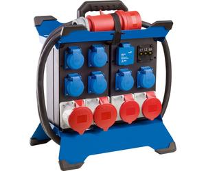 Distribuidor CEE-Standstrom con doble toma STECKY, 3 enchufes CEE, 400V, 32A, 5 polos
