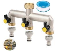Distribuidor de Agua de 3 Vías, Entrada Hembra de 3/4", 3/4'' Conector Doble para Jardim Conector Manguera Adaptador Manguera Latón Grifo Cocina Grifo Lavadora Doble Salida para Grifo Gardena
