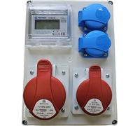 Distribuidor de enchufes y tomas de corriente, CEE 32A, 16A, 2x230V, Schuko, con contador de energía LCD, modelo ROS-I1603A/S, 98H-1