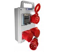 Distribuidor de energía trifásico, 3 x 16A, 400V, con interruptor automático B16, 3 polos, aproximadamente 35 metros de longitud