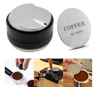 Distribuidor y manipulador de café de 51 mm, nivelador de espresso de doble cabeza y pantalla de disco de espresso para portafiltro de 51 mm, profundidad ajustable profesional