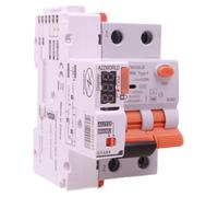 Disyuntor diferencial con protección contra sobrecorriente, tipo F, 20A, C20, protección diferencial/de fuga a tierra, 1P+N, 6kA, 30mA, de 3 módulos, con auto-rearme