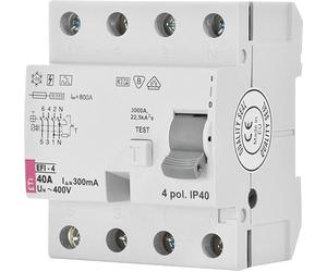 Disyuntor diferencial ETI EFI-P4, 4 polos, 25A, 0,5A, tipo A, de acción instantánea