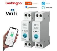 Disyuntor inteligente Tuya WiFi MCB 1P + N 63A temporizador energía kWh medidor de corriente de voltaje Protector interruptor de Control remoto por voz