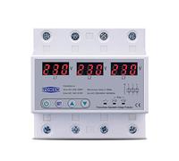 Disyuntor,Interruptor AutomáTico MagnetotéRmico Voltímetro trifásico ajustable sobre y debajo del protector de voltaje Dispositivo protección automático recuperación 33A 380V