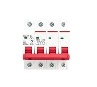 Disyuntor tipo C 1P, 2P, 3P, 4P, 3A-63A, CA 230V, 400V, Protector de sobrecarga corta, montaje en Riel Din, capacidad de rotura