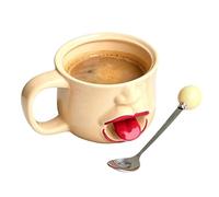 Diuyzoc Taza De Café Con Lengua,con Asa Cuchara 255 ml Recipiente para Bebidas | Tazas Divertidas 3D Con Lengua Fuera | Para Hogar Oficina Cocina Escritorio Mesa Adultos Niños Cumpleaños Vacaciones