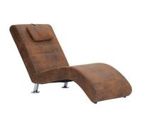 Diván Con Almohada De Piel De Ante Artificial Marrón Vidaxl