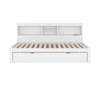 Diván de 90x200cm con cama nido de 90x190cm - mesilla de noche con almacenaje, led y enchufes - blanco