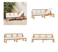 Diván diario vidaxL con cojines color crema, dimensiones 200x60x75 cm, fabricado en madera de acacia maciza. - Diván diario - Divanes diarios - Sofá cama - Sofá convertible