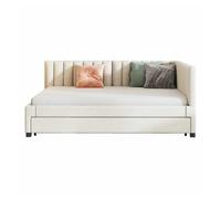 Diván tapizado 140x200 cm - con cama nido 90x190cm - tejido terciopelo - beige