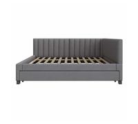 Diván tapizado 140x200 cm - con cama nido 90x190cm - tejido terciopelo - gris