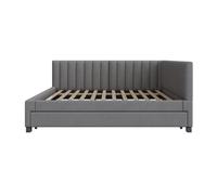 Diván tapizado 140x200 cm - con cama nido 90x190cm - tejido terciopelo - gris