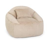 Diverpuff Puff Salon Gigante con Cojin y Relleno Incluidos - Pelo Suave - Puff Redondo XXL para Adultos y Niños (Camel)