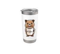 Divertida camiseta de Quokka y café, Quokka Vaso térmico de acero inoxidable de doble pared