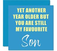 Divertida Tarjeta Cumpleaños para Hijo "Another Year Older Still My Favourite", Mensaje de Padres, 145 x 145 mm