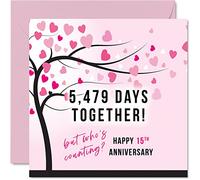 Divertida tarjeta de aniversario de cristal para esposa o marido, 5479 días juntos, regalos "I Love You", tarjetas de felicitación de 15 aniversario de boda para pareja, tarjetas de felicitación de
