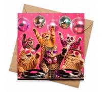 Divertida tarjeta de cumpleaños de gato con sobre, tarjeta de felicitación de gatos para amantes de los gatos, colorida tarjeta de celebración para amigos, hermanas, hijas, madres, esposas, novias
