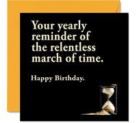 Divertidas tarjetas cumpleaños hombres mujeres - Implacable March of Time - Tarjetas cumpleaños groseras mamá, papá, hermana, hijo, nan abuelo, 145 mm x 145 mm Broma 30 40 50 tarjetas felicitación