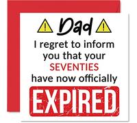 Divertidas tarjetas de cumpleaños 80 para papá - Your Seventies Have Expir, tarjeta de feliz cumpleaños para papá, papá de hijo e hija, 145 mm x 145 mm, bromas humorísticas, tarjetas de felicitación
