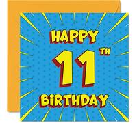 Divertidas tarjetas de cumpleaños número 11 para niños y niñas, cómics, tarjeta de feliz cumpleaños para hermana, nieta, nieto, hijo, hija, hermano, primo, sobrino, sobrina, tarjetas de felicitación,