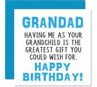 Divertidas tarjetas de cumpleaños para abuelo - Having Me As Your Grandchild Greatest Gift Wish - Tarjeta de feliz cumpleaños de broma de nieta, nieto, regalos de broma, tarjetas de felicitación de