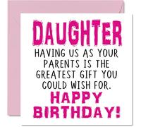 Divertidas tarjetas de cumpleaños para hija - Having Us As Parents Greatest Gift Wish - Tarjeta de feliz cumpleaños de parte de padres, mamá papá, regalos de broma, tarjetas de felicitación de 145 mm