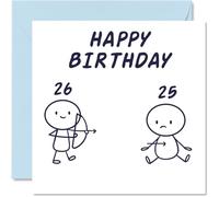 Divertidas tarjetas de cumpleaños para hombres y mujeres, flecha de 26 cumpleaños, tarjeta de feliz cumpleaños para hermano, hermana, amigo, colega, tío, tía, 145 mm x 145 mm, tarjetas de felicitación