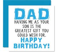 Divertidas tarjetas de cumpleaños para papá - Having Me As Your Son Greatest Gift Wish - Tarjeta de feliz cumpleaños de hijo a padre, bromas, regalos de cumpleaños, 145 mm x 145 mm, tarjetas de