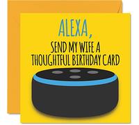 Divertidas tarjetas de feliz cumpleaños para esposa, Alexa, tarjeta de feliz cumpleaños para esposa de marido, pareja, regalo de cumpleaños de broma, 145 mm x 145 mm, divertidas tarjetas de