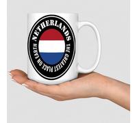 Divertidas tazas de café The Greatest Place on Earth Holanda, tazas de café y té, diseño de mapa del estado del mundo, tazas de cerámica bohemias, regalos para papá, padre, compañero de trabajo,
