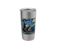Divertido gráfico artístico de Jimothy Meme Raccoon Starry Night Van Gogh Vaso térmico de acero inoxidable de doble pared