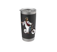 Divertido, Jesús, bicicleta, ilustración, montar a caballo una bicicleta de montaña Vaso térmico de acero inoxidable de doble pared