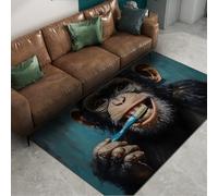 Divertido mono cepillo dientes alfombrilla 180x270cm adorable gorila patrón animal de pelo bajo fina lavable resistente manchas grande niño sala juegos antideslizante dormitorio baño alfombra